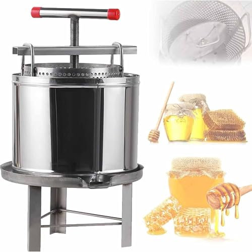 PixCy Manueller Honigschleuder Aus Edelstahl, Honigpresse Maschine Wein Fruchtpresse Mit T-Förmigem Griff Für Die Herstellung Von Wein, Honig, Saft, Pfefferöl