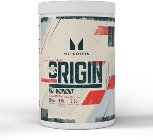 Myprotein Origin Alpha Pre‑Workout – Strawberry Laces – 30 Servings of Pre‑Workout Powder – 300 mg Caffeine, 8 g Citrulline Malate & 3.5 g Beta‑Alanine – Energy, Focus & Performance Boost