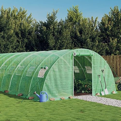 TANZEM Serre avec Cadre en Acier Vert 72 m² 18x4x2 m,Carport Abri Voiture,Serre Tunnel