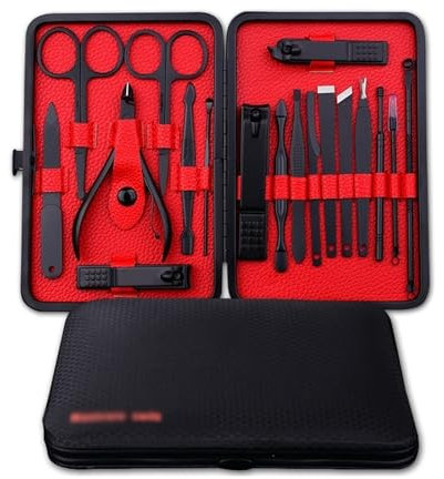 XUCHIL Nagelknipser Geschenkset Nagelpflege-Set aus Edelstahl, 18-teilig, Maniküre-Set, professionelles Finger- und Zehen-Nagelpflege-Werkzeug, tragbares Pediküre-Set for Männer und Frauen