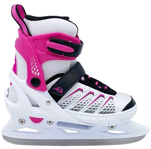 Cox Swain größenverstellbare Kinder Schlittschuhe COXY Ice für Mädchen und Jungen - Ohne Werkzeug verstellbar! White/Pink Gr. S (33-36)