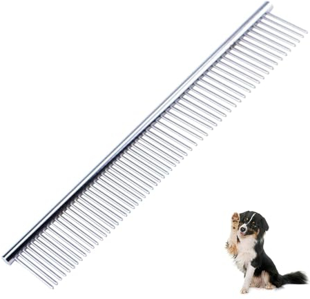 AZWOOD Hundekämme 2-in-1 Edelstahl Haustier Kamm, Professionelle Haustier Hunde Stahlkamm Abgerundet Zähne Haustierpflege Katzen Kamm Pet Grooming Combs zum Entfernen von Verwicklungen und Knoten