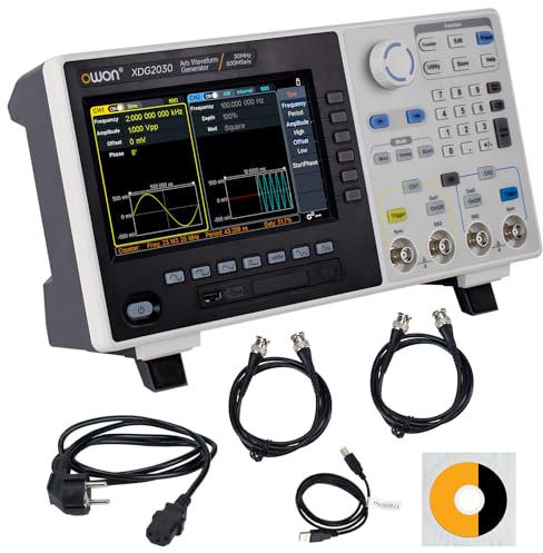 OWON Generatore di Funzioni a 2 Canali da 30 MHz XDG2030, Generatore di Forme d'onda Arbitrarie, Risoluzione Verticale a 14 Bit, Frequenza di Campionamento di 500 MSa/s, Generatore di Segnali