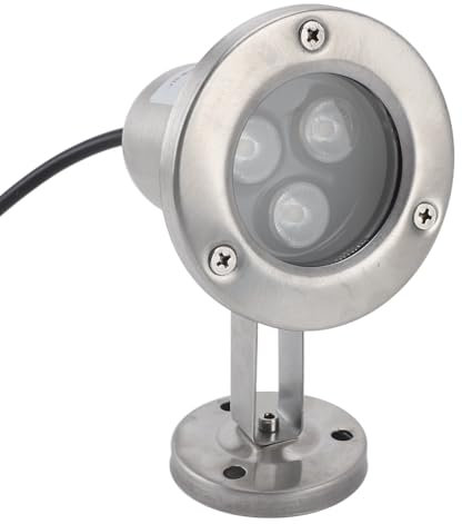 Fdit 3W LED-Edelstahl-Teichleuchte für Springbrunnen, Unterwasserpool, mit Energieeinsparung, IP68 Wasserdicht (reines Weiß)