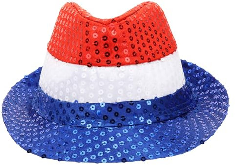UPKOCH Patriotischer of July Pailletten Hut Für Damen Und Herren Roter Weißer Und Blauer Festtagscap Für Unabhängigkeitstagsfeiern Und Partys Dekorativer Glitzerhut Für