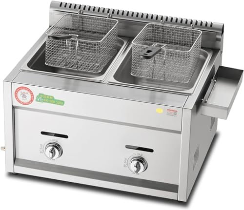 Friggitrice A Gas Commerciale Da Tavolo, Friggitrice Professionale Friggitrice,Friggitrice Con Doppio Coperchio Friggitrice Termostato Di Sicurezza,Per Ristorante Familiare Patatine Fritte Commercial