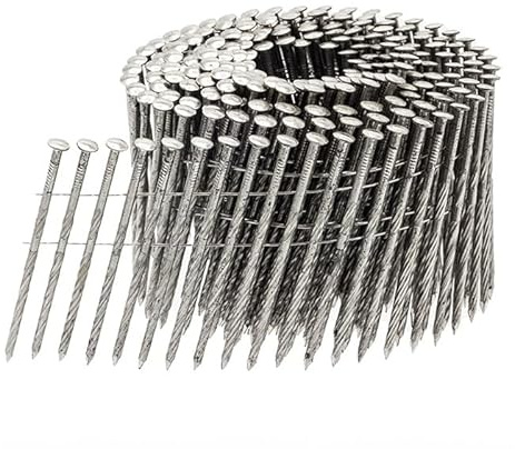 UnitSteel 15° Coilnägel - 2,8x70mm, 2.500 stück, Kleine Verpackung, Ringnägel für Druckluft-Nagler, Schraub/Rostfrei Stahl/Linsenkopf, für fast alle Marken von Tackern