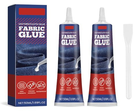 Ninnyi 2PCS Fabric Glue Strong, 100ml Permanent Clear Washable Clothing Glue for All material clothes, 24 Hours Dry and Waterproof