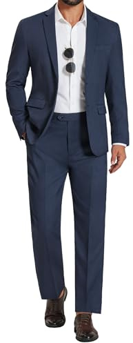 COOFANDY Men's 2 Piece Suits Classic Fit Suit Set 2 Button Blazer Jacket and Dress Pants for Wedding Business Prom