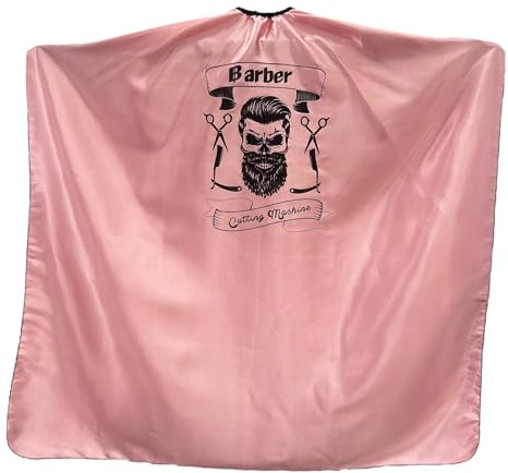 Gabri Professional Barber Cape Gown - Premium Hairdressing Cape for Hair Salon - Waterproof Hair Cutting Capes and Gowns for Barber Shops (Skull Pattern (Pink Rose), 150cm (L) x 115cm (W))