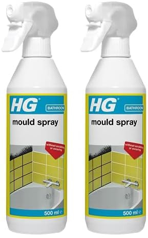 HG Mould Spray, Effective Mould Spray & Mildew Cleaner, Removes Mouldy Stains From Walls, Tiles, Silicone Seals & More - 500ml, Pack of 2