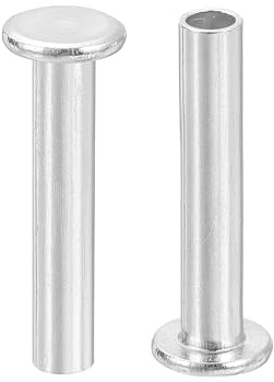 QUARKZMAN 50 Stück Halbhohlnieten, 4mm x 20mm Aluminium Flachkopf Halbhohle Nieten für Industrie Haushaltsreparatur Befestigung, Silber