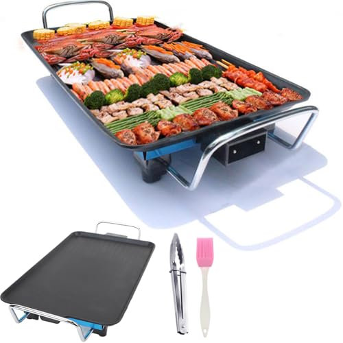 Placa De Parrilla Eléctrica, Plancha Eléctrica Teppanyaki De 1500 W con Termostato Ajustable, Plancha De Mesa Antiadherente Grande, Varios Tamaños Disponibles, para Acampar En Fiestas Familiares