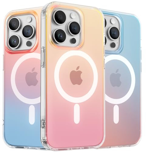 ORNARTO Hue für iPhone 14 Pro Hülle für MagSafe, Farbwechsel, Abendrot | Irisierender Farbwechsel, Regenbogen Look, Fluoreszierende Farbverlauf, Kratz- und Stoßfest, Perfekt für Sommer/Reise/Meer