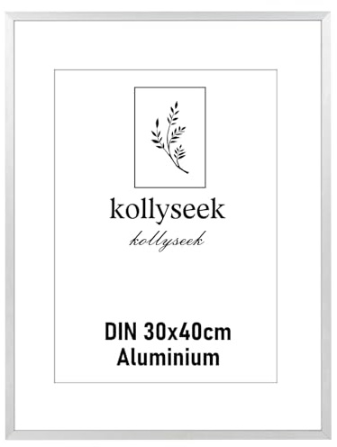 kollyseek 30x40cm Picture Frame Silver, Aluminium Photo Frame for Posters | Picture Frame Aluminum 12x16in for Photos&Posters,Perspex Front,Ideal for Wall Art Display,Documents,Certificate&Home Décor