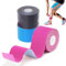 3 Rouleaux kinesio tape，strap sport 5 m x 5 cm，bande Kinesiologie tape, strapping Résistante tape kinesiologie Résiste à l'eau et dure jusqu'à 7 jours (noir x bleu x rose)
