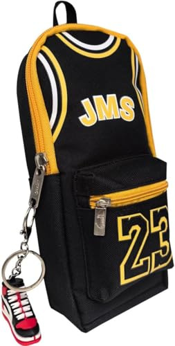YUEcthynous Basketball Trousse à Crayons - Grande capacité - Motif étoile de Basket-Ball - Multicolore - 23 Compartiments - Grande capacité - Double Fermeture éclair - en Toile
