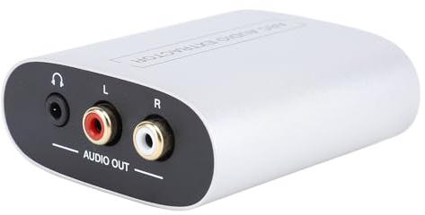 HDMI -Audio -Extraktor, ARC Bis 3,5 Mm Jack- und LR AV -Anschlüsse, Unterstützen PCM 2.0 und Analoge Stereo -Ausgangs -Schall -Extraktorkonverter, Silber