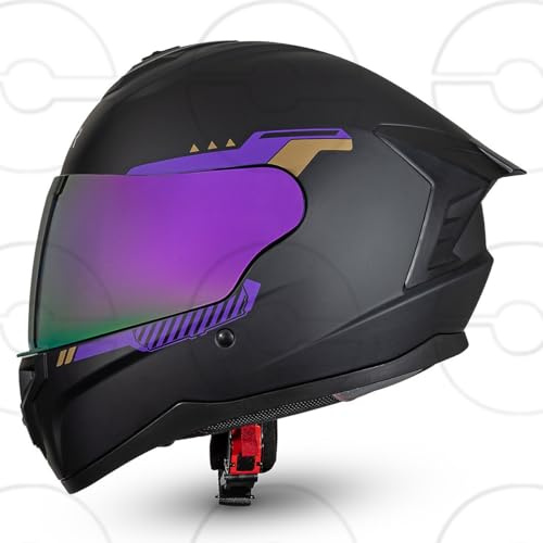 CRUIZER Casco Integrale moto Omologato visiera singola Trasparente + specchiata Viola PURPLE (M)