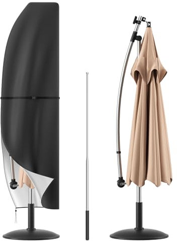 Parasol Cover Waterproof, Cantilever Parasol Cover Heavy Duty 420D Oxford Garden Umbrella Covers Fit for 2 to 4 m Cantilever Parasols, Weatherproof UV-Anti Windproof with Rod (265 x 40/ 70/ 50 CM)
