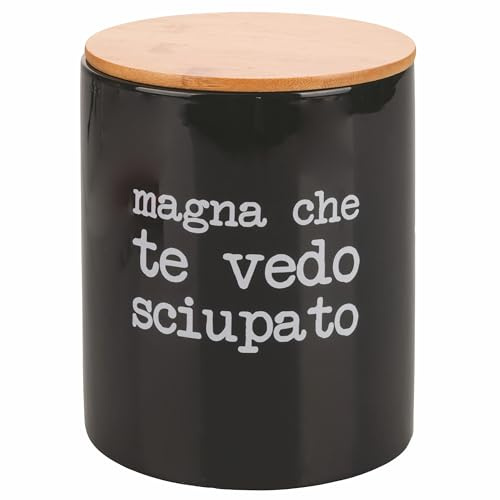 Biscottiera 2 L in ceramica, coperchio in bambù, S.P.Q.eRe