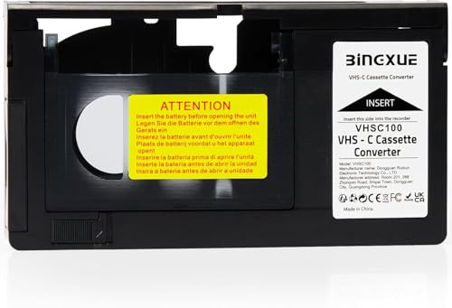 Bingxue VHS-C Cassette Adapter, Compatible 12mm SVHS VHS-C to VHS, VHSC Ideal for VCR Player, Video Cassette Player and VHS to Digital Converting