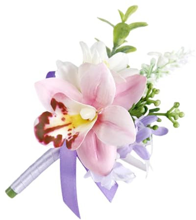 ZHENNB Künstliche Seidenblume mit Anstecknadel, realistisches Blumen-Dekorationsset für elegante Hochzeits-Corsage und Handgelenk-Blume