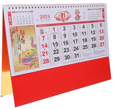 VILLFUL Calendrier Suspendu Traditionnel Style Chinois Calendrier Mensuel Annuel Fournitures De Bureau