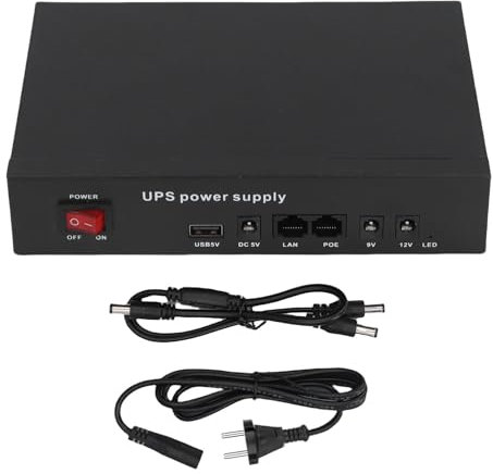12000mAh UPS Alimentation, PoE 24V, DC 12V / 9V, USB 5V, Protecteur d'alimentation de Sauvegarde de Batterie sans Interruption pour routeurs, modems, caméras, systèmes de sécurité
