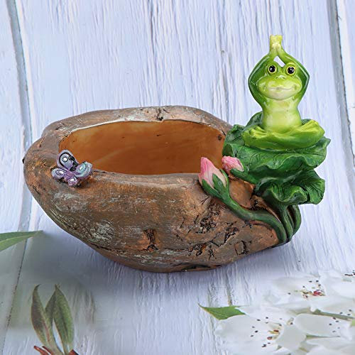 Ejoyous Maceta de Flores en Forma de Animal con Agujeros de Drenaje Suculento Succulenta Planta para la Oficina de Escritorio de la Oficina Domiciliaria Decoración del Jardín (Yoga de Rana)