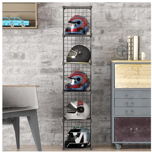 Supporto per casco da moto, espositore per cappelli, impilabile per cappelli, organizer per scarpe, scaffale per casco da bici in metallo, cubi con griglia metallica a cubo, porta abiti libreria porta