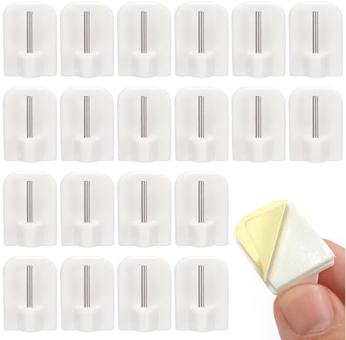 20 pezzi Duoleimi ganci autoadesivi per tende, ganci autoadesivi per tende, ganci autoadesivi per finestre, aste per tende e supporti per aste per tende, ganci adesivi senza foratura - bianchi