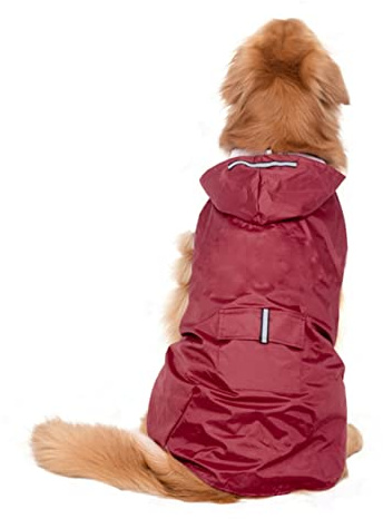 CLISPEED Cani Cappuccio Rosso, Mantellina Riflettente in Poliestere per Cani Grandi, Stile Unico e Funzionale, per Piovoso e Outdoor
