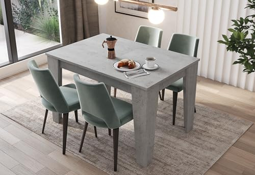 Arreditaly Tavolo da Pranzo Allungabile Da 140 A 200 Cm Gambe a Spillo Design Moderno 8 Posti In Melaminico Estensibile Con Guide In Metallo Cucina Salotto Soggiorno 200 x 90 x 78 Cm (Grigio Cemento)