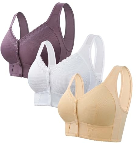 Front Fastening Bras for Women UK Sexy Solid Color Wireless Push up Everyday Bras Comfort Support Bra Wide Strap Women Soft Breathable Bra Plus Size Soft Comfy Sleep Bralettes Comfort Underwear