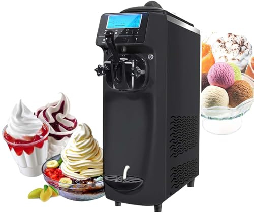 Macchina per gelato, gelatiera professionale, 14-16 l/h (5-8 pezzi/volta), con display touch, funzione di pulizia, regolazione morbida/dura, avviso di carenza, per ristoranti,A