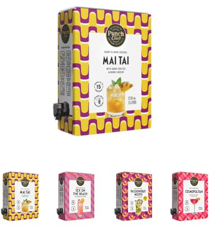 Punch Club Premium Craft Cocktail Auswahl - Ready to Serve - Von Champion-Mixologen entwickelt - 500ml Glasflasche oder 1,5L Bag-in-Box Vorratspack (Cocktail 1,5L Mai Tai)