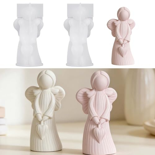 Silikonformen Gießformen Weihnachten Kerzen, 2 Stück 3D Engel Silikonform Weihnachten Gießform Engel Gipsform zum Gießen Gießformen Silikon Weihnachten Kerzenform für Gips Kerzen (I)