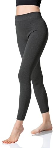 Yenita Leggings Termici da Donna Senza Cuciture, con Caldo Pile all’Interno, in Confezione da 2, Confezione da 2 Pezzi Antracite mélange, S/M