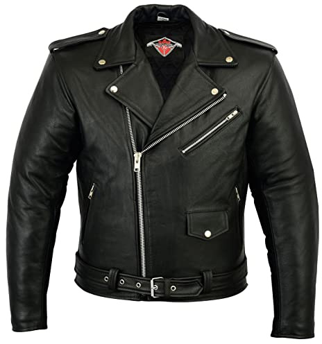 Texpeed Motorrad lederjacke herren mit protektoren - Marlon Brando Retro Chopper Rockerjacke - Mit Original Biker Rüstung (EN 1621-1) Schutz Schwarz - XS