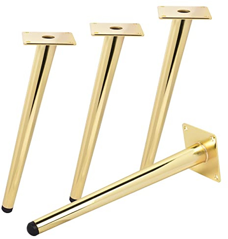 TCHOSUZ 30cm / 12 Zoll Metall Möbelfüße, 4er Set Modern-Stil Schräge Kegel Möbelbeine DIY Ersatz für Tisch Sofa Couch Stuhl