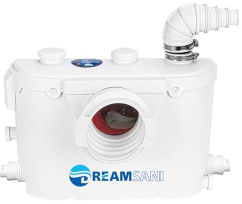 Dreamsani 500W Macerator Pump for Macerating Toilet Upflush Waste Water Marine Sewerage Pump with 4 Water Inlets Toilet Disposal Laundry Sink Shower