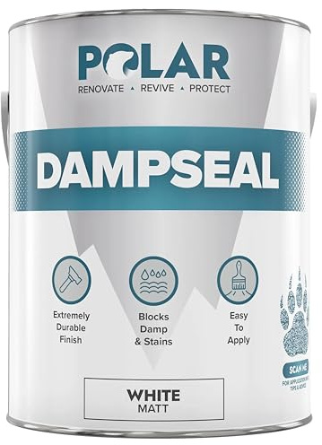Polar Damp Seal Stain Blocker Paint, 5L, White, Matt Finish | Pliolite Damp Seal and Stain Blocker, Primer and Topcoat, Mould Resistant, Quick Drying, Up to 8 Sq M per Litre