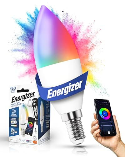 Energizer Smart LED, WLAN Kerze, 5,5W, E14, per App steuerbar, SmartHome, kompatibel mit Alexa, Google Home und Siri, kein Hub benötigt, mehrfarbig & dimmbar, 1 Stück