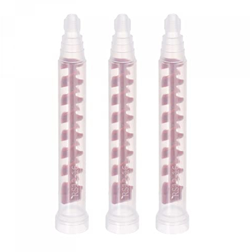 sourcing map 3 Piezas Epoxi Tubos Estático Mezclador, 5.04 Pulgadas Plástico Resina Mezcladora Boquilla Redondo Conector para AB Pegamento Adhesivo Pistola Aplicador 50ml Cartuchos, Rojo