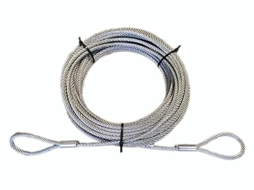 ALFA LOGISTIK Cuerda de acero de 10 mm de grosor, 15 m de longitud, con ojales, cable de acero con ojales, cable de acero fiable con 2 trabillas, tensor de cuerda, cuerda fuerte