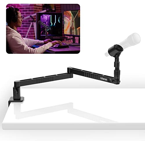 ULANZI Low Mikrofon Arm LS26 Mikrofonständer Tisch Studio Mikrofon Halterung mit 1/4'' 3/8 5/8 Adapter, Professionelle Mic Arm für Game Streaming Podcast Broadcast