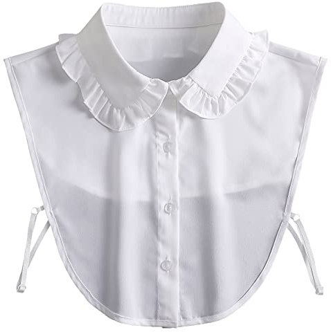 WENLOY Detachable Blouse Dickey Collar Half Shirts Faux False Collar for Women & Girls, White, M