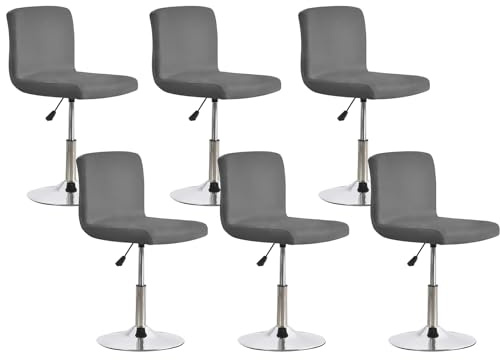 Minicloss 6pcs Bar Stool Slipcovers with Backrest Cover,Stretch Chair Cover,Stretch Removable Covers for Short Swivel Chair Dining Chair Bar Stool with Backrest (No Chairs) (dunkelgrau)