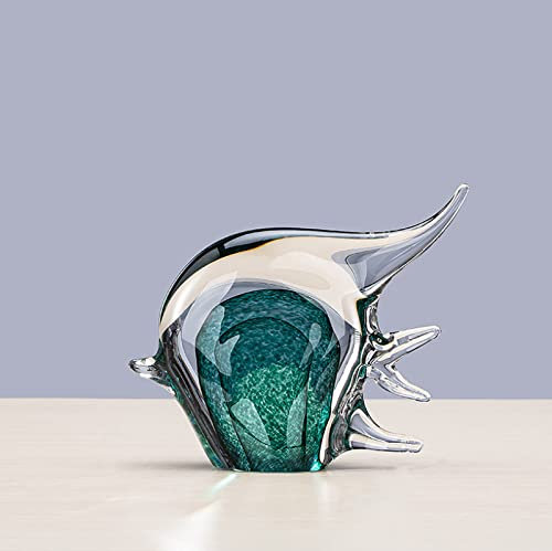 DECRZPB Handgefertigte Glasfigur mit tropischen Fischen mundgeblasenes Glas farbige Glasur Briefbeschwerer Geburtstagsgeschenk Tischdekoration Heimdekoration